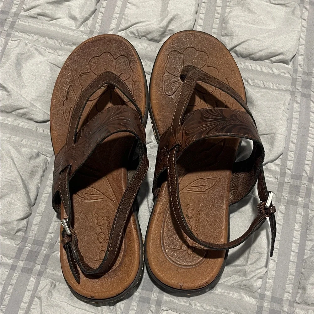 Brown Born Floral Embossed Sandals - Picture 2 of 4